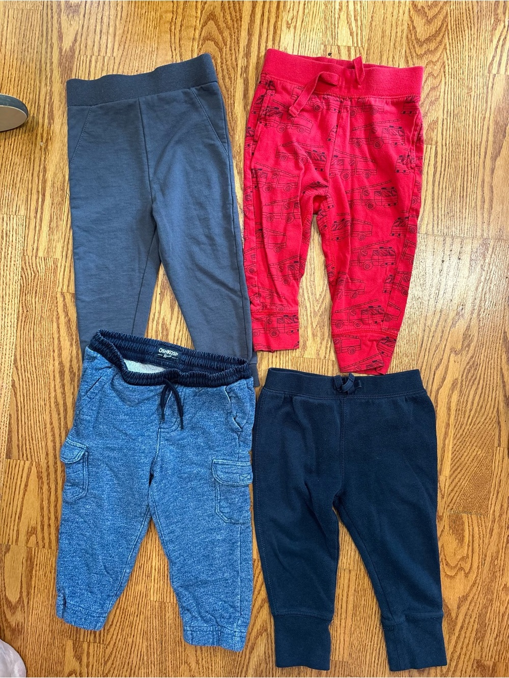 24 months boys jogger pants navy blue grey fire trucks